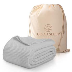 COTTON BLANKETS- 100% Pure Cotton - Waffle Weave Throw Blankets - Good Sleep Bedding 